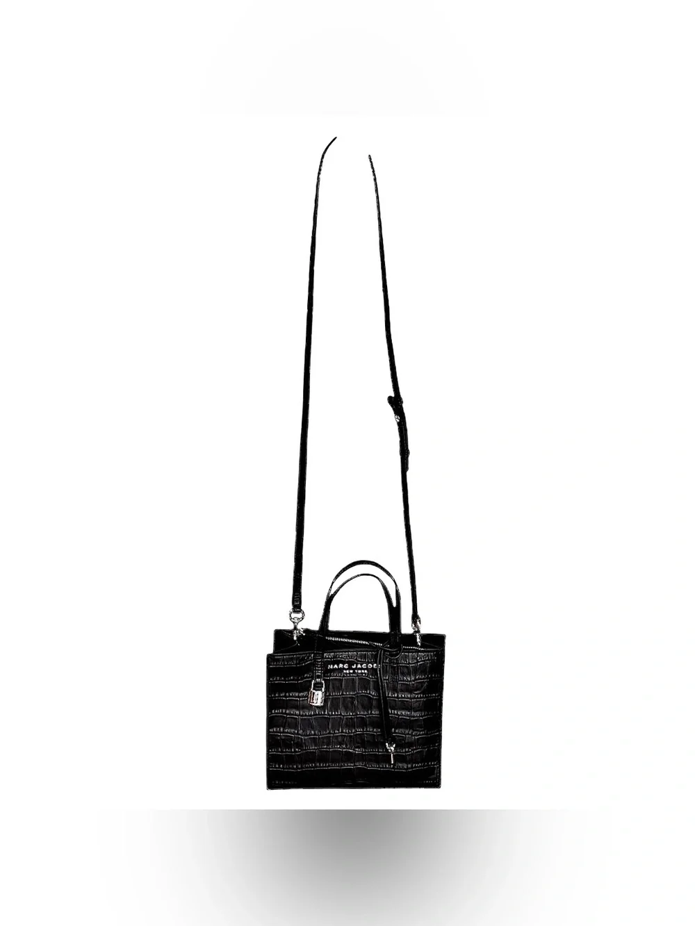 🌹 MARC JACOBS Mini Grind Black Croc Embossed Leather Satchel w/ Crossbody Strap🌹